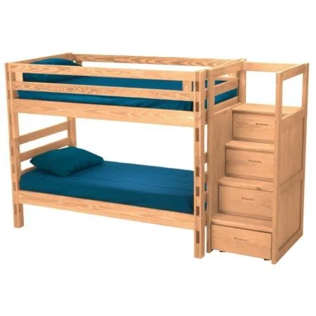 Casual Twin Over Twin Bunk Bed with Storage Stairs